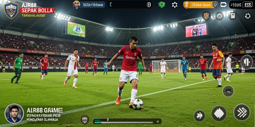 Tampilan gameplay utama AJR88 menghadirkan suasana sepak bola yang mendebarkan.