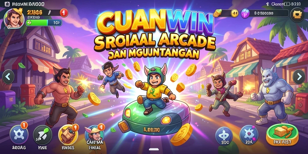 Screenshot utama CUANWIN menunjukkan aksi seru dalam permainan Arcade.