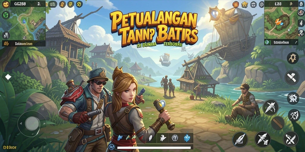 Screenshot gameplay GG288 menampilkan petualangan di dunia terbuka.