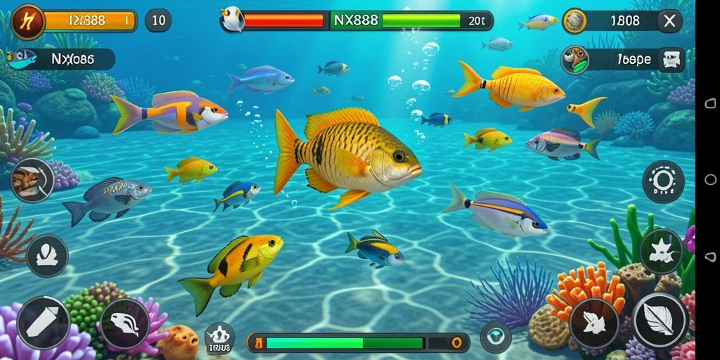 Screenshot gameplay Tembak Ikan dari NX888 yang seru dan mengasyikkan.