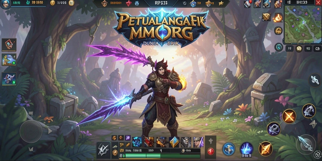 Tangkapan layar gameplay <strong>RR33</strong> menampilkan aksi pertarungan yang mendebarkan di dunia MMORPG.